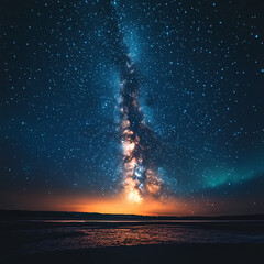 Wall Mural - Beautiful auroras accompanied a huge and beautiful starry sky. A starry sky conceals nothing. The picture should have layers, a sense of depth, a sense of detail, high-definition.