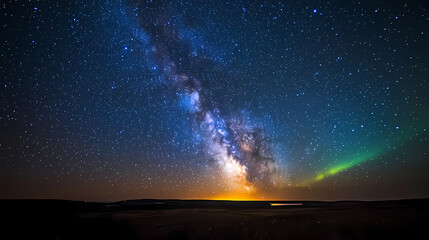Wall Mural - Beautiful auroras accompanied a huge and beautiful starry sky. A starry sky conceals nothing. The picture should have layers, a sense of depth, a sense of detail, high-definition.