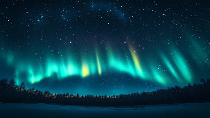 Wall Mural - Beautiful auroras accompanied a huge and beautiful starry sky. A starry sky conceals nothing. The picture should have layers, a sense of depth, a sense of detail, high-definition.