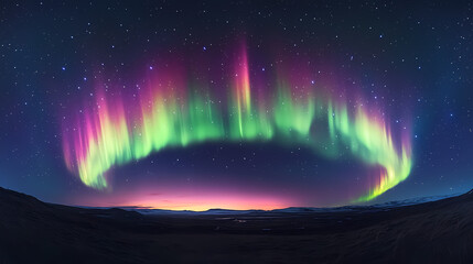 Wall Mural - Beautiful auroras accompanied a huge and beautiful starry sky. A starry sky conceals nothing. The picture should have layers, a sense of depth, a sense of detail, high-definition.