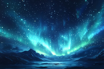 Wall Mural - Beautiful auroras accompanied a huge and beautiful starry sky. A starry sky conceals nothing. The picture should have layers, a sense of depth, a sense of detail, high-definition.