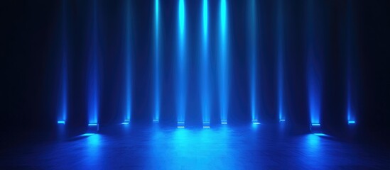 Poster - Abstract blue illumination backdrop with vertical light beams creating a magical atmosphere for events and celebrations.