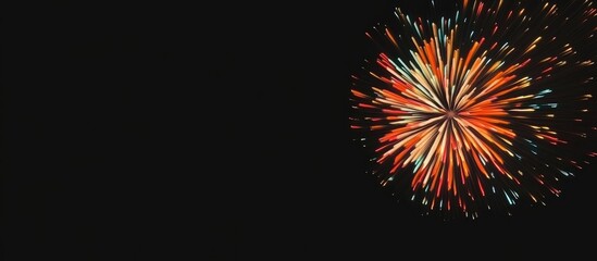 Poster - Vibrant abstract firework display in dark sky with negative space ideal for celebration themes and seasonal promotions