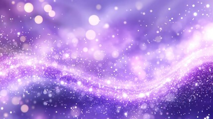 Poster - Purple abstract design with sparkling bokeh lights and wavy shapes.