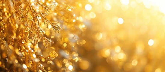 Poster - abstract golden backdrop with sparkling lights and bokeh ideal for backgrounds greeting cards and cr