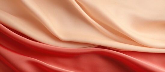 Poster - Beige silk texture draped over a vibrant red canvas creating an elegant background for artistic and design purposes.
