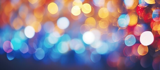 Poster - Colorful Christmas lights bokeh background with blurred colors and empty space for text creating a festive atmosphere and magical ambiance