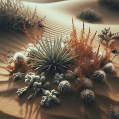 Poster - close up of sand and desert plants ecology the intricate details