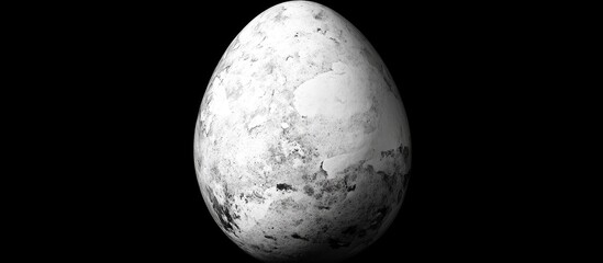 Poster - Monochrome artistic depiction of a textured egg against a dark background showcasing elegance and simplicity in design