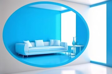 Poster - cyan outline white fill cyan circle outline with a white interio