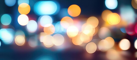 Poster - Colorful bokeh backdrop with soft focus effects and ample copy space for design elements or text placement in a vibrant atmosphere