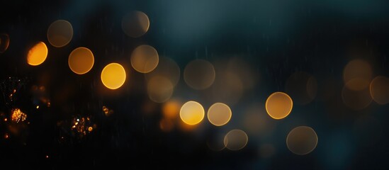 Poster - warm golden bokeh lights creating a festive atmosphere against a dark background ideal for holiday o