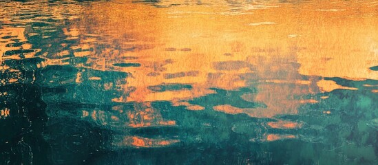 Aufkleber - Tranquil sunset reflections on serene lake water creating a breathtaking natural landscape in warm hues