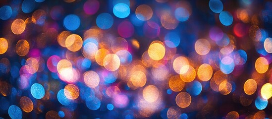 Fototapete - Multicolored bokeh background with blurred light circles on a dark backdrop suitable for creative projects and vibrant designs