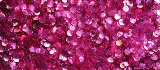 Poster - Pink glitter texture closeup background featuring vibrant sparkling sequins ideal for festive occasions and design projects
