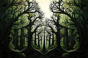 Poster - fractal forest an intricate self replicating pattern of trees re