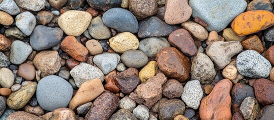 Aufkleber - Diverse Collection of Colorful Beach Pebbles and Rocks Textured Natural Backdrop