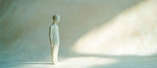 Fototapete - Softly illuminated vintage figure on textured background with gentle morning light creating an ethereal atmosphere and serene ambiance