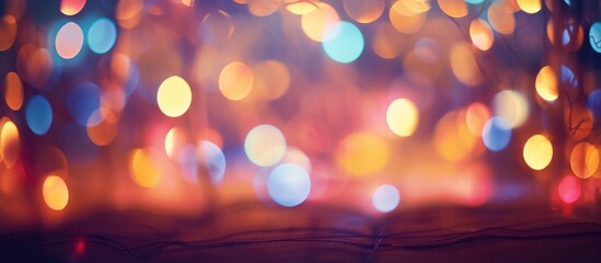 Poster - Colorful out of focus bokeh background with vibrant lights creating a dreamy festive atmosphere perfect for celebrations and artistic projects