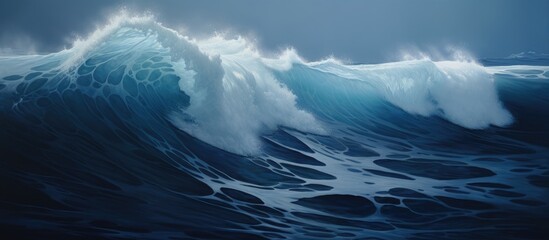 Aufkleber - Majestic ocean waves crashing with dynamic energy under a serene twilight sky showcasing nature's beauty and power.