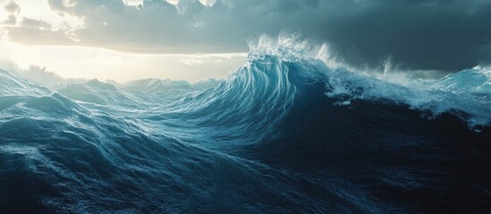 Aufkleber - Dramatic ocean waves under a moody sky showcasing the power and beauty of nature in a captivating seascape perspective