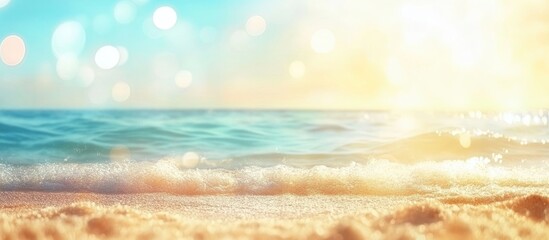 Poster - Serene ocean waves and bokeh sunlight creating a dreamy abstract backdrop for relaxation and tranquility themes.