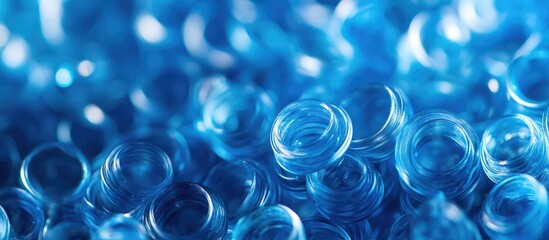 Poster - Blue abstract bokeh circles with a soft focus background highlighting vibrant hues for creative design and artistic projects