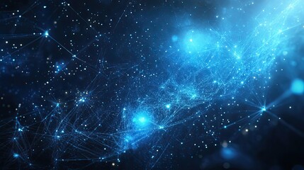 Poster - Abstract Blue Network of Lines and Glowing Dots