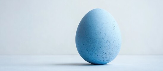 Poster - Single pastel blue Easter egg on a light neutral background showcasing simplicity and elegance in spring decor or holiday celebrations