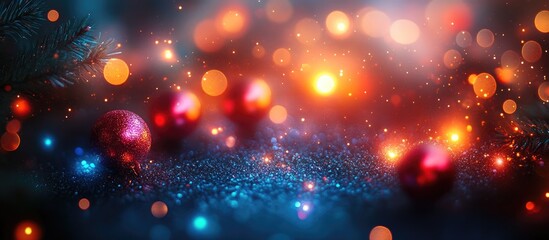 Poster - Vibrant bokeh background featuring festive colors and sparkling decorations for New Year celebrations and seasonal festivities