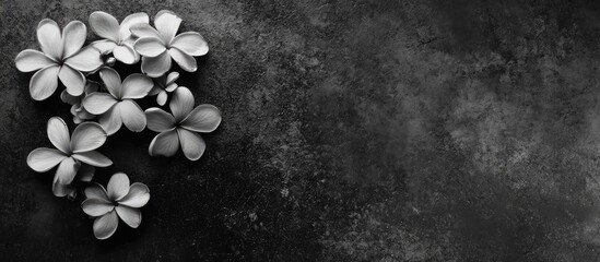 Fototapete - Monochrome floral arrangement on textured concrete surface creating a minimalist and modern aesthetic for artistic backgrounds