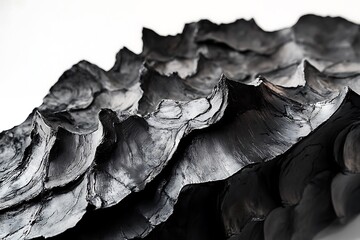 Poster - Abstract grayscale textured relief resembling mountains.