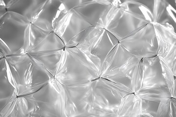 Poster - Abstract monochrome close-up of interconnected, translucent, inflated plastic cells.