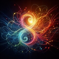 Poster - intertwined glowing lines of different colors representing the i