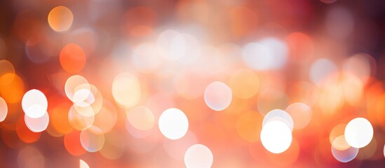 Poster - Dreamy abstract bokeh lights in vibrant red orange and white hues creating a soft blurred background with ample copy space for design use