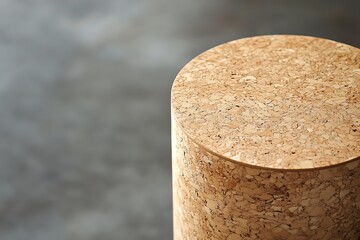 Poster - Close-up of a cylindrical cork surface on a blurred background.