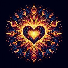 Poster - Love's Flame A vibrant fiery pattern symbolizing the power of lo