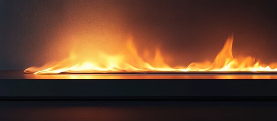 Poster - Flames dancing on a stove creating an enchanting light display against a dark backdrop.
