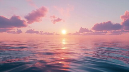 Poster - A beautiful sunset over the ocean with a pink and purple sky