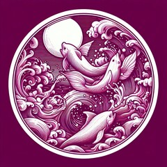 Poster - Magenta Outline White Fill Magenta circle outline with a white i