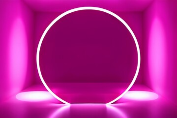 Poster - magenta outline white fill magenta circle outline with a white i