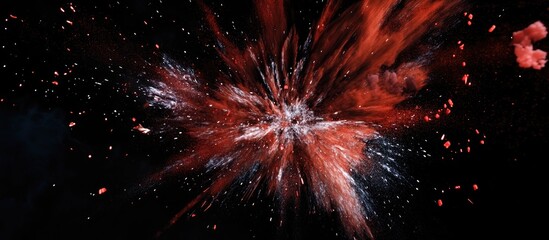 Poster - Vibrant explosion of colorful fireworks against a black background showcasing festive celebration and dramatic splashes of light and color.