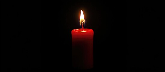 Poster - Red Christmas candle with flame glowing brightly against a dark background symbolizing warmth and holiday spirit during festive season
