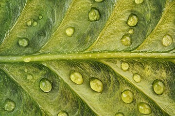 Poster - Close-up of a leaf with water droplets.