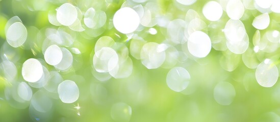 Poster - Soft Bokeh Effect of Glowing Lights on a Vibrant Green Background for Nature and Abstract Themes