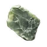 Top view of a hyperrealistic single uncut jade in an irregular shape isolated on a white transparent background