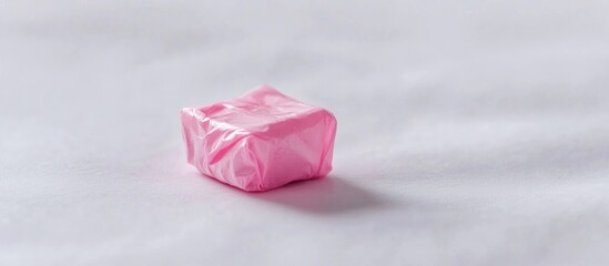 Aufkleber - Tiny gift wrapped in delicate pink paper isolated on a soft white background elegant minimalistic concept for celebrations and occasions