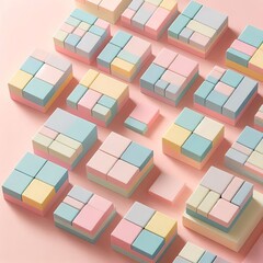 Poster - pastel block sticky notes – notes with soft pastel color block