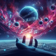 Poster - Pulsars Notes create pulsars with higher notes forming more rapi