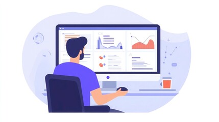 Poster - Advertising manager analyzing website performance data to optimize campaigns